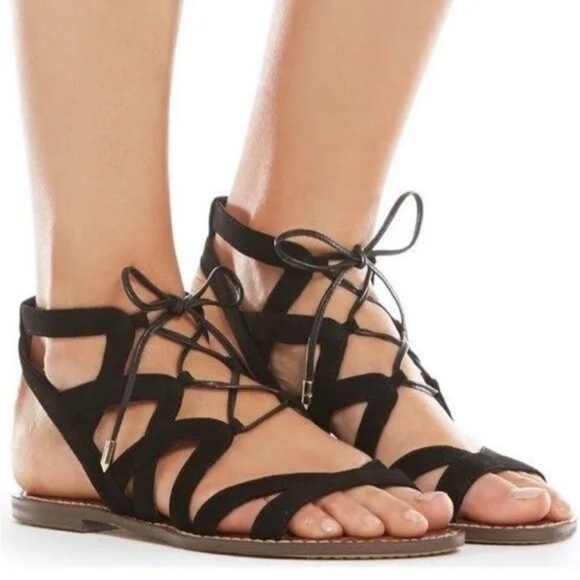 Sam Edelman Gemma Black Lace Up Sandals - Picture 1 of 5